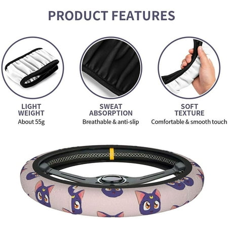 Soft Sailor Moon Car Steering Wheel Cover is Comfortable Durable Environmentally Friendly Suitable for Most Models Soft Sailor Moon Car Steering Wheel Cover is Comfortable Durable Environmentally Friendly Suitable for Most Models